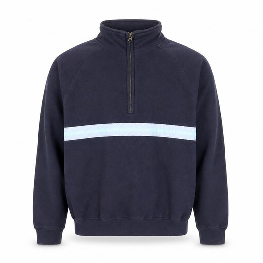 Front view of Goose & Gander Men Blue 1/4 Zip Fleece Sweatshirt L