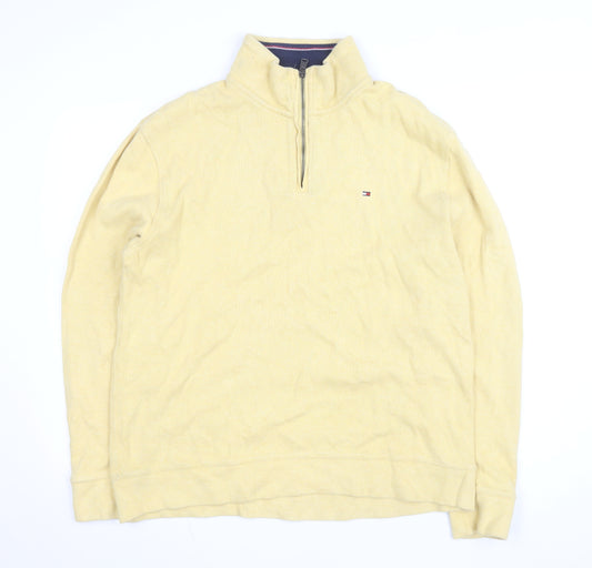Tommy Hilfiger Men's Beige Cotton 1/2 Zip Basic Jacket L