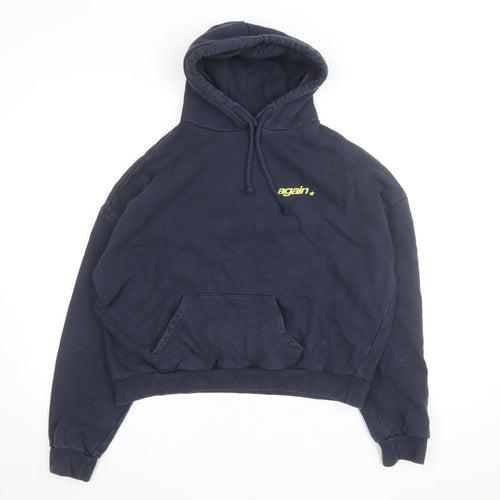 Subdued Women Navy Blue Pullover Hoodie Size UK 6 Graphic Print