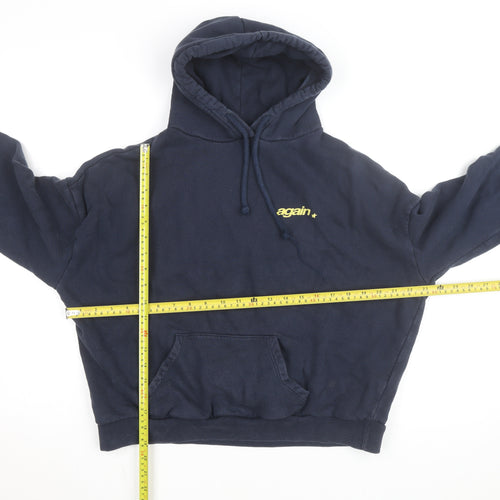 Subdued Women Navy Blue Pullover Hoodie Size UK 6 Graphic Print