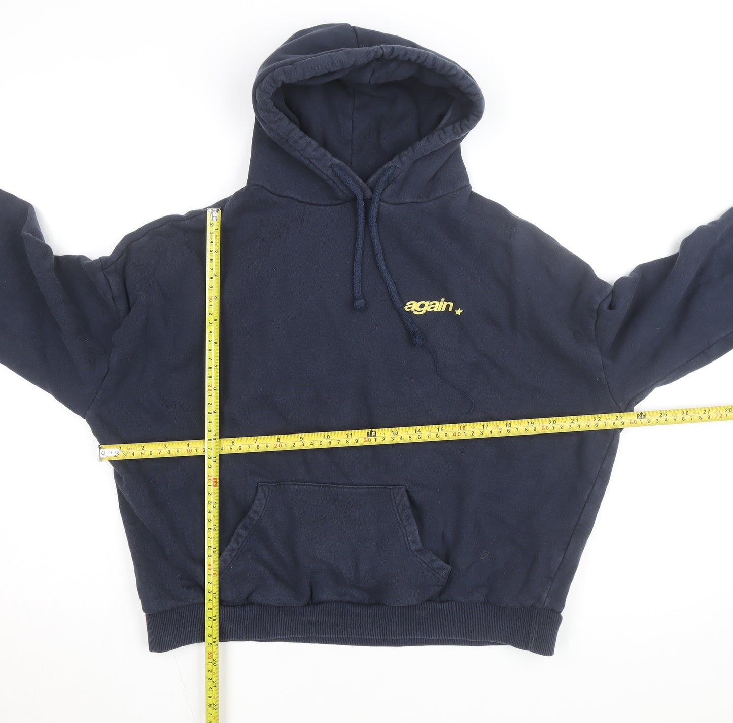 Subdued Women Navy Blue Pullover Hoodie Size UK 6 Graphic Print