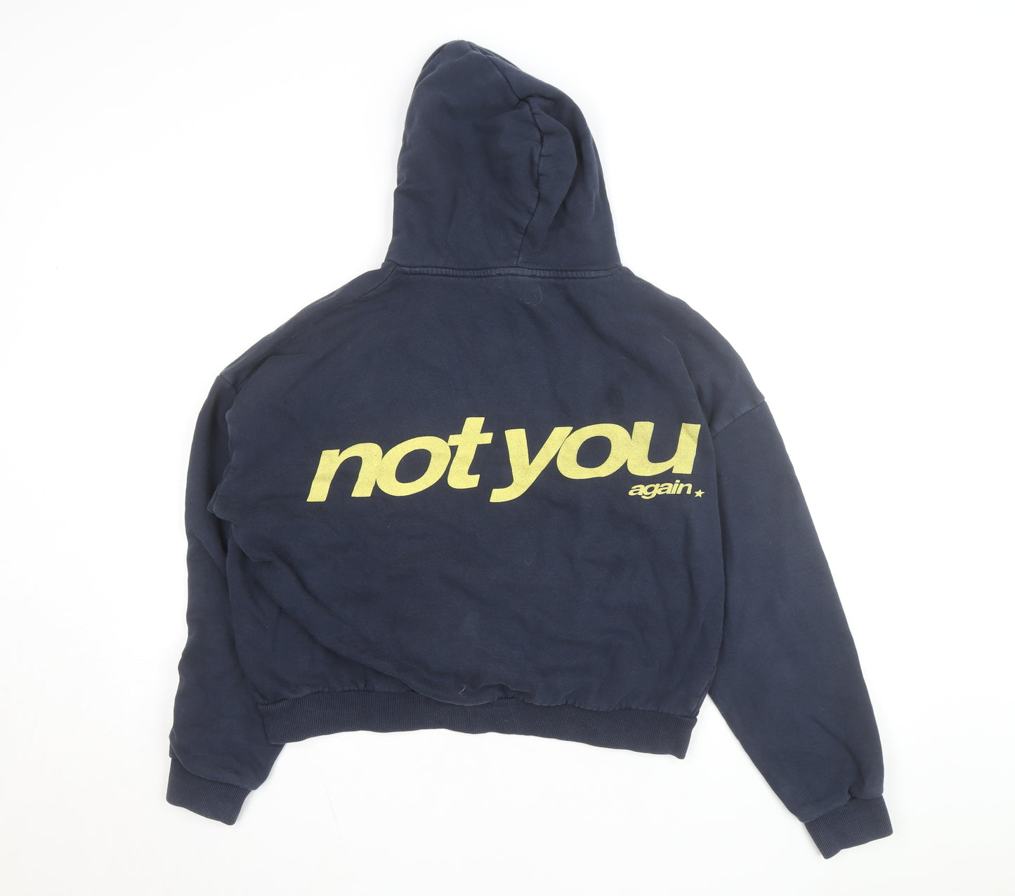 Subdued Women Navy Blue Pullover Hoodie Size UK 6 Graphic Print