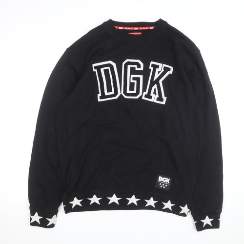 DGK Men's Black Medium Crew Neck Sweatshirt with Star Trim
