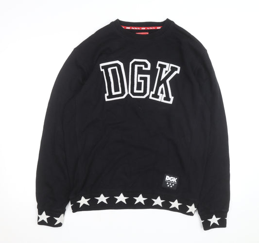 DGK Men's Black Medium Crew Neck Sweatshirt with Star Trim
