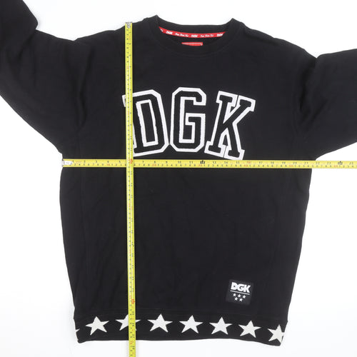 DGK Men's Black Medium Crew Neck Sweatshirt with Star Trim