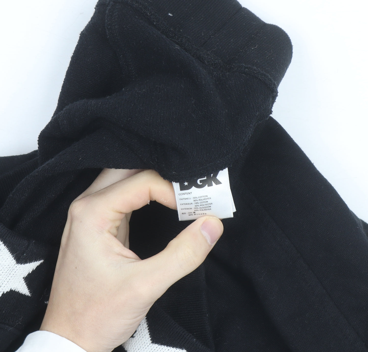 DGK Men's Black Medium Crew Neck Sweatshirt with Star Trim