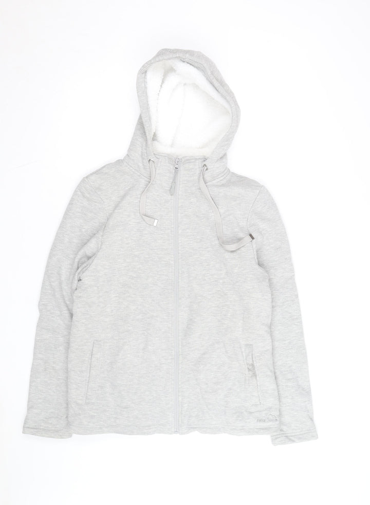Peter Storm Womens Grey Full Zip Hoodie Size 14 Fleece Lined