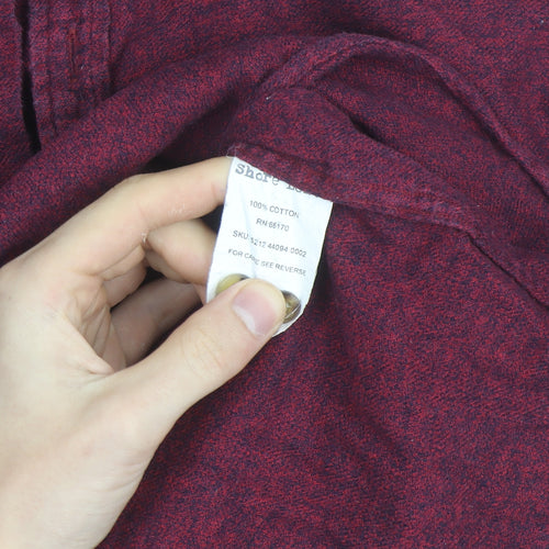 Shore Leave Men’s Red Cotton Flannel Button-Up Shirt L