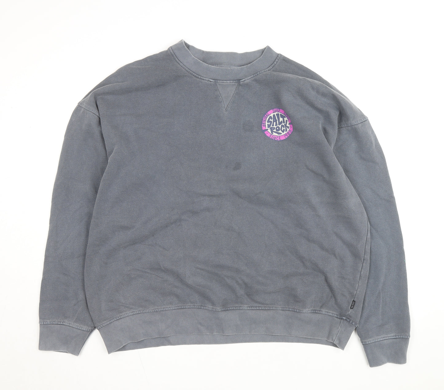 Saltrock Men's Grey L Pullover Fleece Sweatshirt Surf Logo