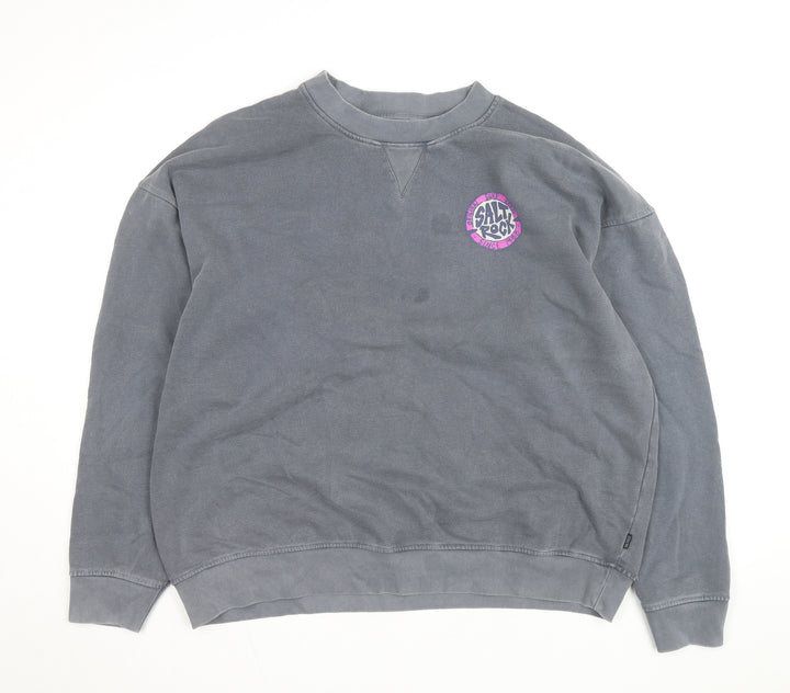 Saltrock Men's Grey L Pullover Fleece Sweatshirt Surf Logo