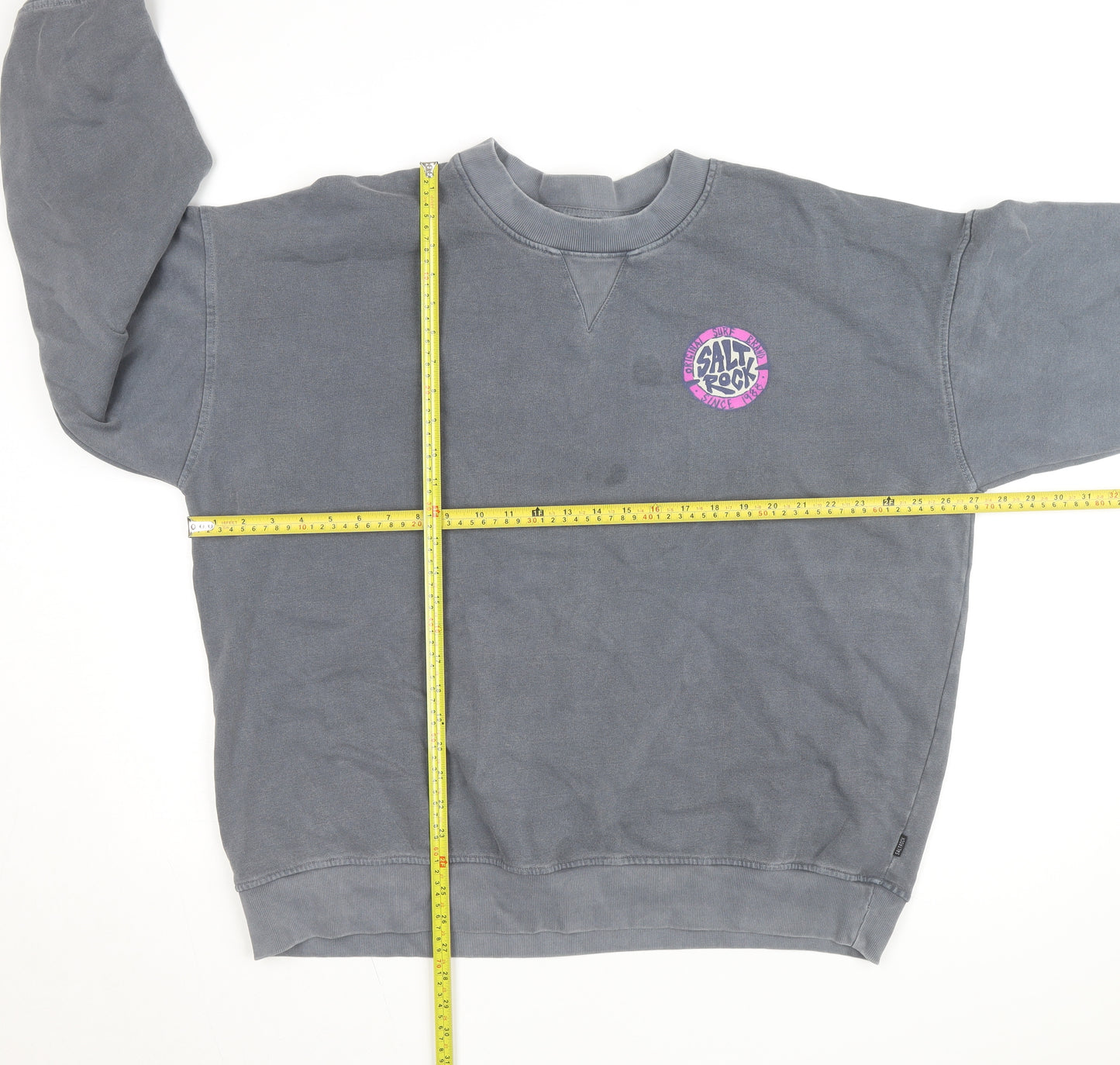 Saltrock Men's Grey L Pullover Fleece Sweatshirt Surf Logo