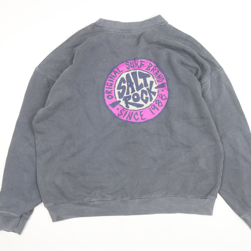 Saltrock Men's Grey L Pullover Fleece Sweatshirt Surf Logo
