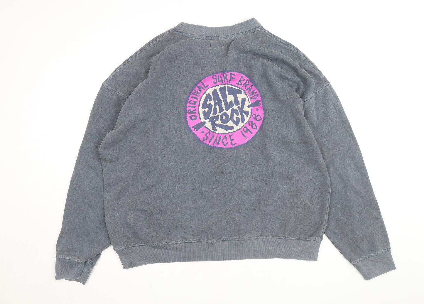 Saltrock Men's Grey L Pullover Fleece Sweatshirt Surf Logo