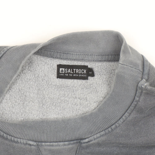 Saltrock Men's Grey L Pullover Fleece Sweatshirt Surf Logo