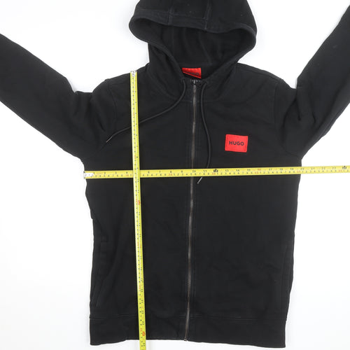 HUGO Men's Black Full Zip Hoodie Size M Cotton Logo Sweatshirt