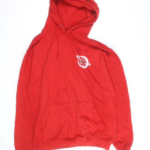 Seven Squared Mens Red Pullover Hoodie Large Graphic Print Cotton