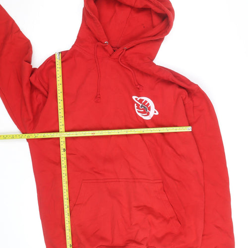 Seven Squared Mens Red Pullover Hoodie Large Graphic Print Cotton