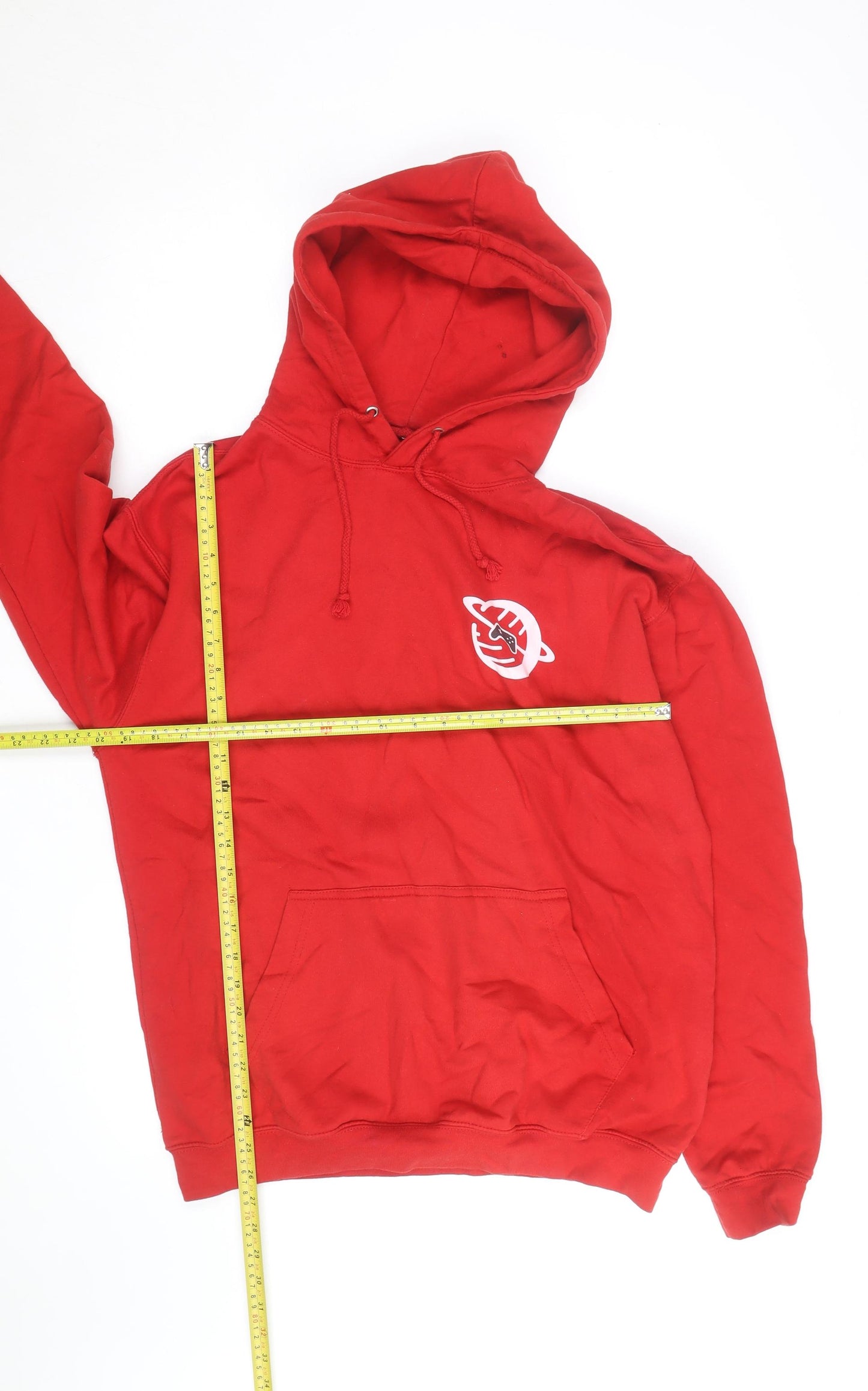 Seven Squared Mens Red Pullover Hoodie Large Graphic Print Cotton