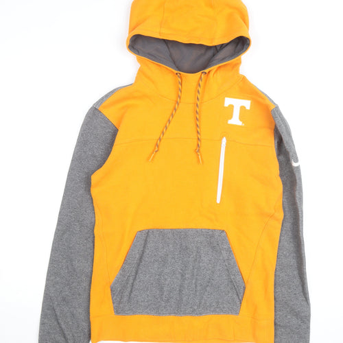 Nike Men’s Orange Grey Pullover Hoodie S Sports Lined Lightweight