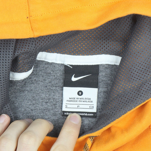 Nike Men’s Orange Grey Pullover Hoodie S Sports Lined Lightweight