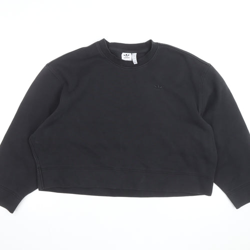 Adidas Women Black Crew Neck Pullover Sweatshirt Size S