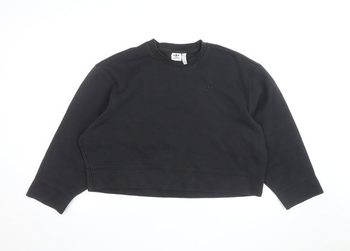 Adidas Women Black Crew Neck Pullover Sweatshirt Size S