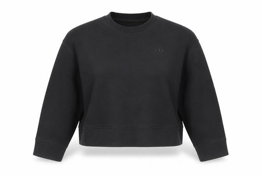 Front view of Adidas Women Black Crew Neck Pullover Sweatshirt, size S