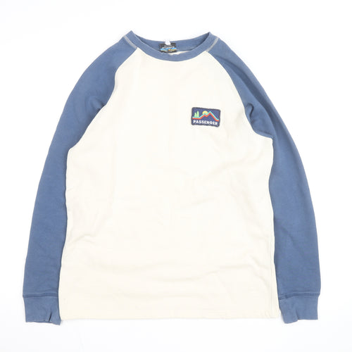 Passenger Men's Blue White Pullover Sweatshirt Small Outdoor Style