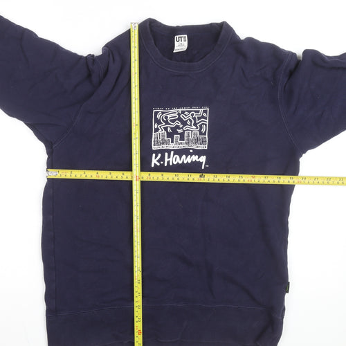 Uniqlo Keith Haring Men Blue Medium Pullover Sweatshirt