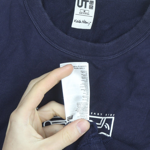 Uniqlo Keith Haring Men Blue Medium Pullover Sweatshirt