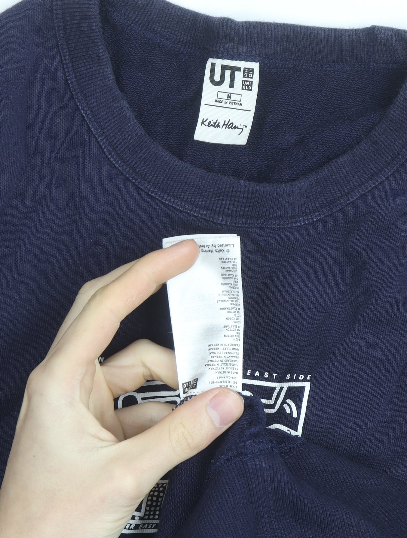 Uniqlo Keith Haring Men Blue Medium Pullover Sweatshirt