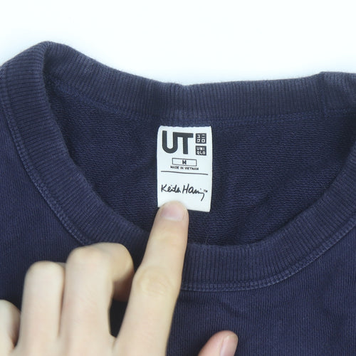 Uniqlo Keith Haring Men Blue Medium Pullover Sweatshirt