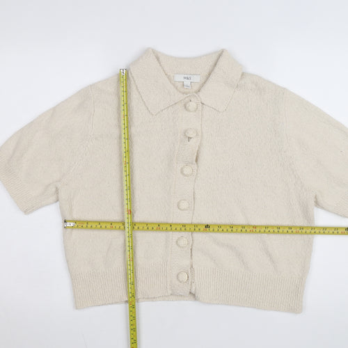 Marks and Spencer Womens Beige Collared Short Sleeve Cardigan L