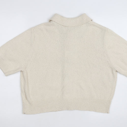 Marks and Spencer Womens Beige Collared Short Sleeve Cardigan L