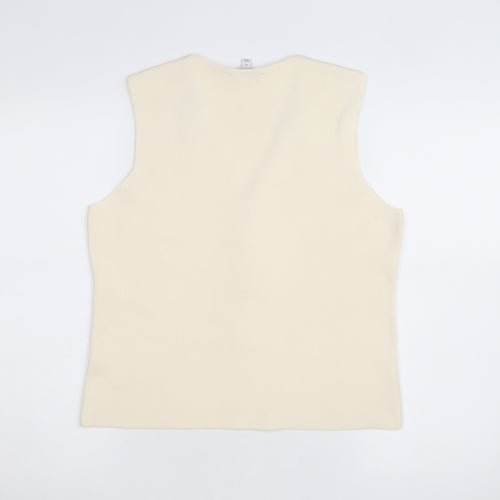 Marks and Spencer Women's Beige Sleeveless V-Neck Knit Blouse M