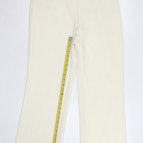 Marks and Spencer Women Ivory Trousers Size 12 Short Wide-Leg