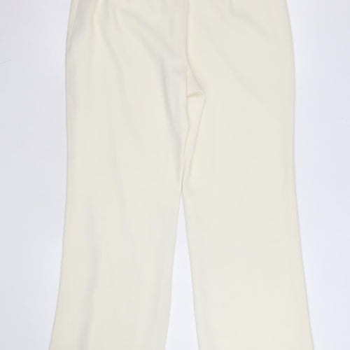 Marks and Spencer Women Ivory Trousers Size 12 Short Wide-Leg