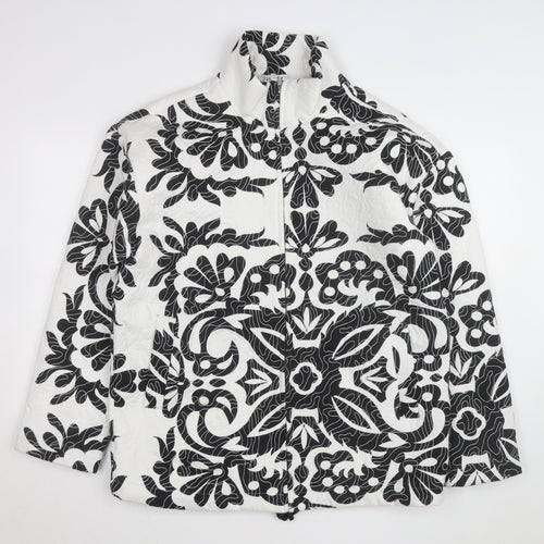 Zara Women's Black White Quilted Floral Jacket Size S