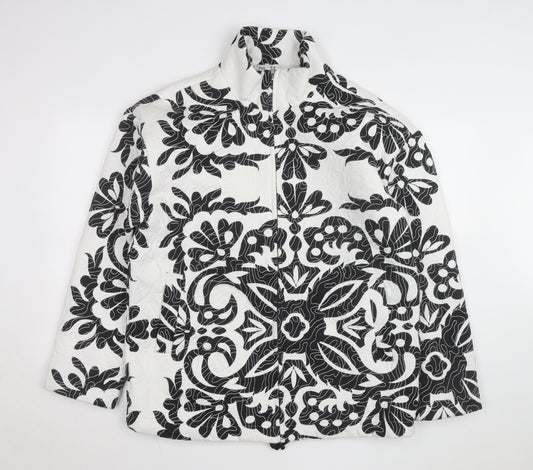 Zara Women's Black White Quilted Floral Jacket Size S