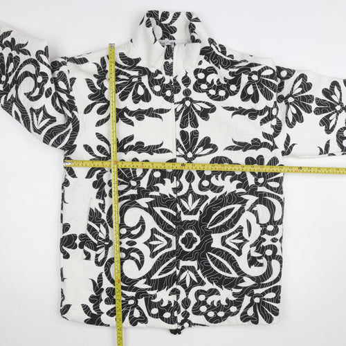 Zara Women's Black White Quilted Floral Jacket Size S
