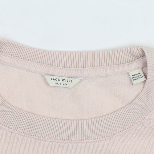 Jack Wills Women Pink Crew Neck Pullover Sweatshirt UK 8 Cotton