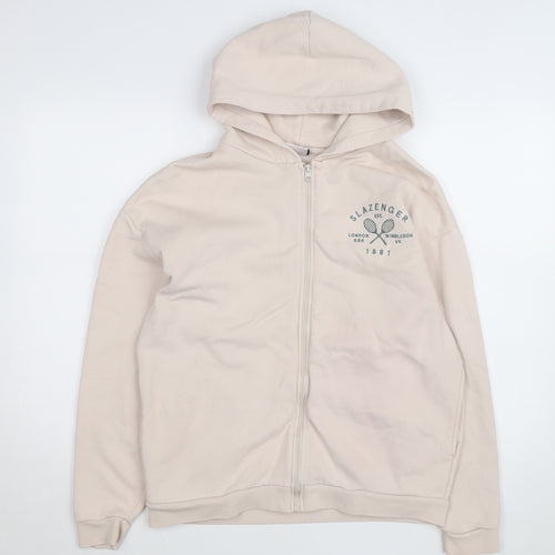 Slazenger Womens Beige Full Zip Hoodie Size 8 Cotton Blend