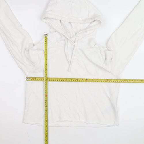 Hollister Women’s White Pullover Hoodie Small Drawstring Cotton Blend