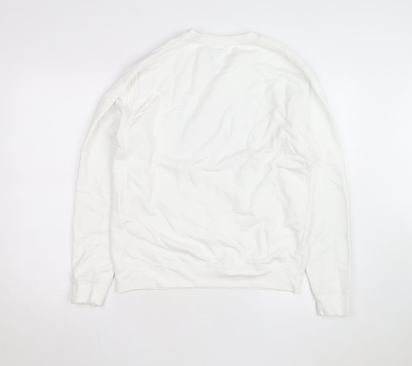 Coca-Cola Men's White Christmas Santa Crew Neck Sweatshirt M