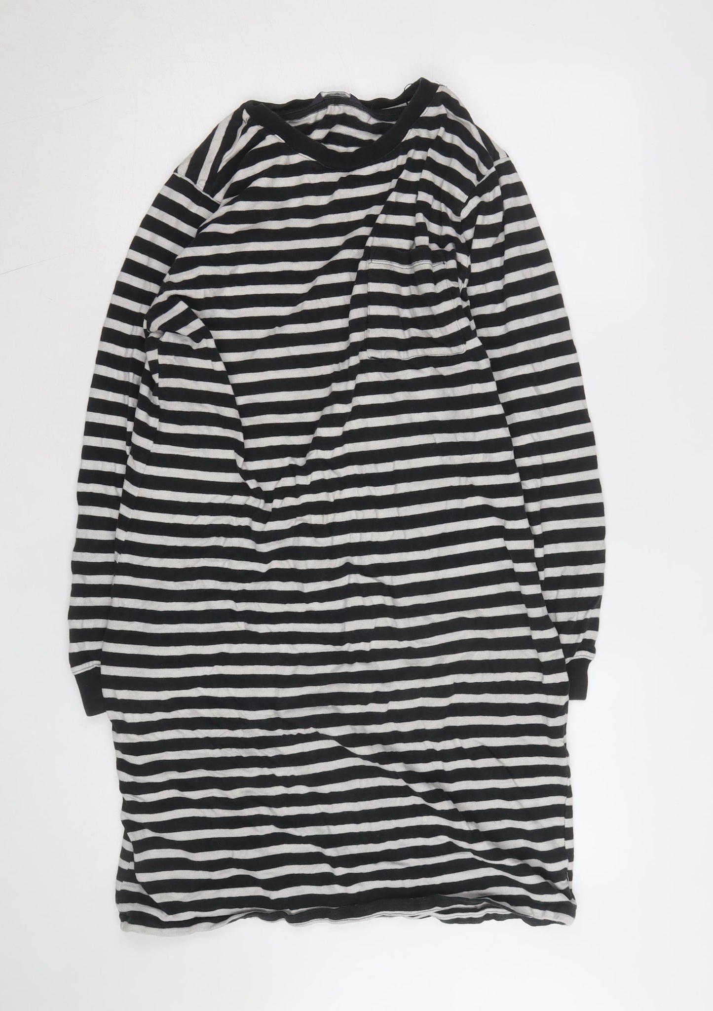 Marks and Spencer Women's Black Striped Long Sleeve T-Shirt M