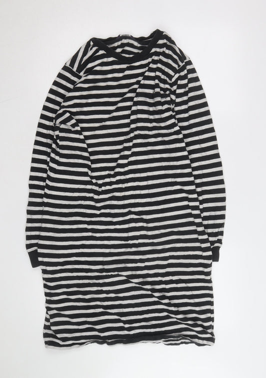 Marks and Spencer Women's Black Striped Long Sleeve T-Shirt M