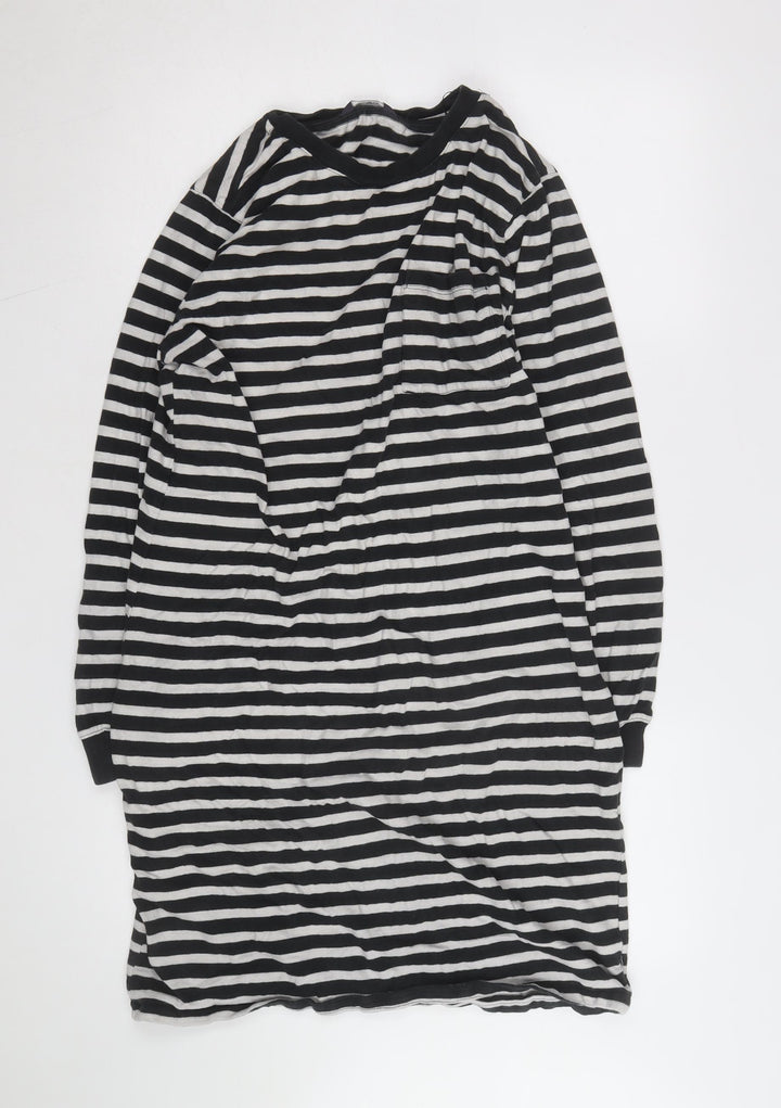 Marks and Spencer Women's Black Striped Long Sleeve T-Shirt M
