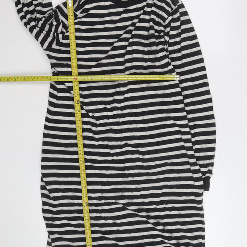 Marks and Spencer Women's Black Striped Long Sleeve T-Shirt M