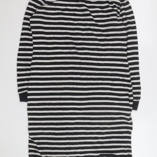 Marks and Spencer Women's Black Striped Long Sleeve T-Shirt M