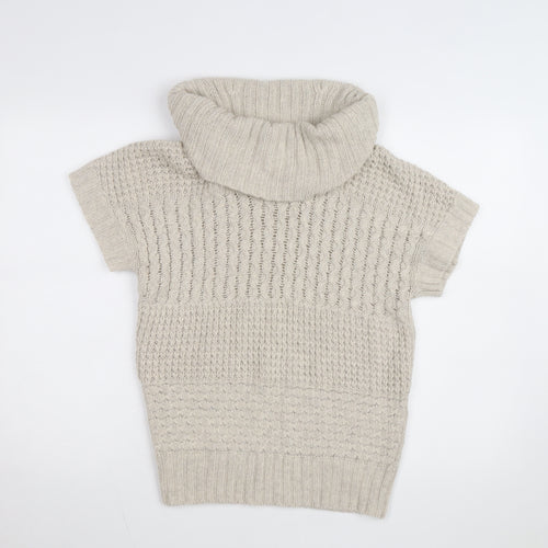 Esprit Women Beige Short Sleeve Roll Neck Chunky Knit Jumper M
